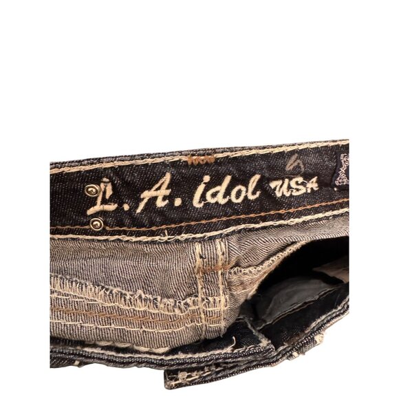 LA Idol USA Womens Embellished capri Jeans Size 9 Mid Rise Rhinestone Pockets Co - Picture 7 of 9